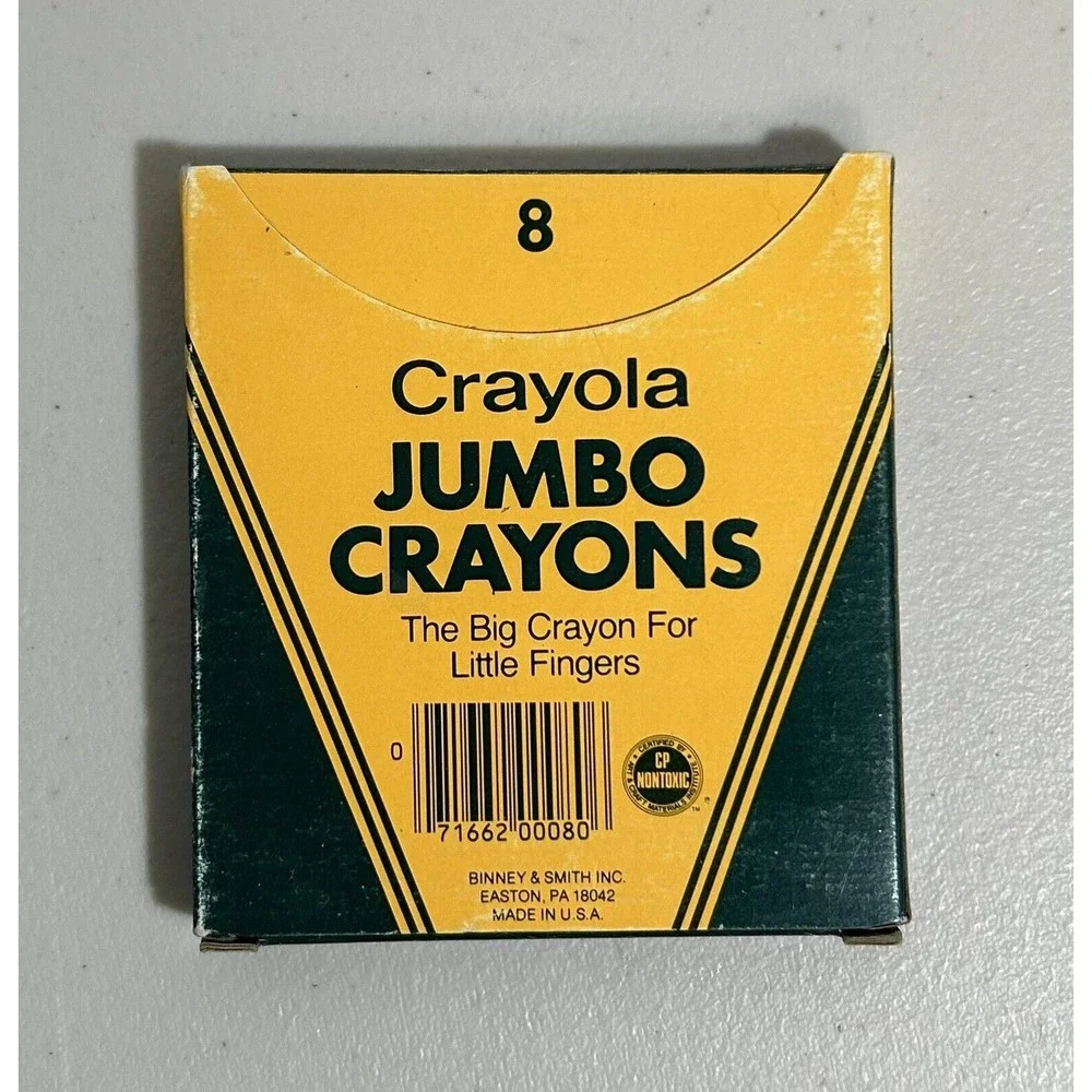 Vintage 80s Crayola 8 Pack Jumbo Crayons Box, Binney & Smith - Lot Of 2 Boxes